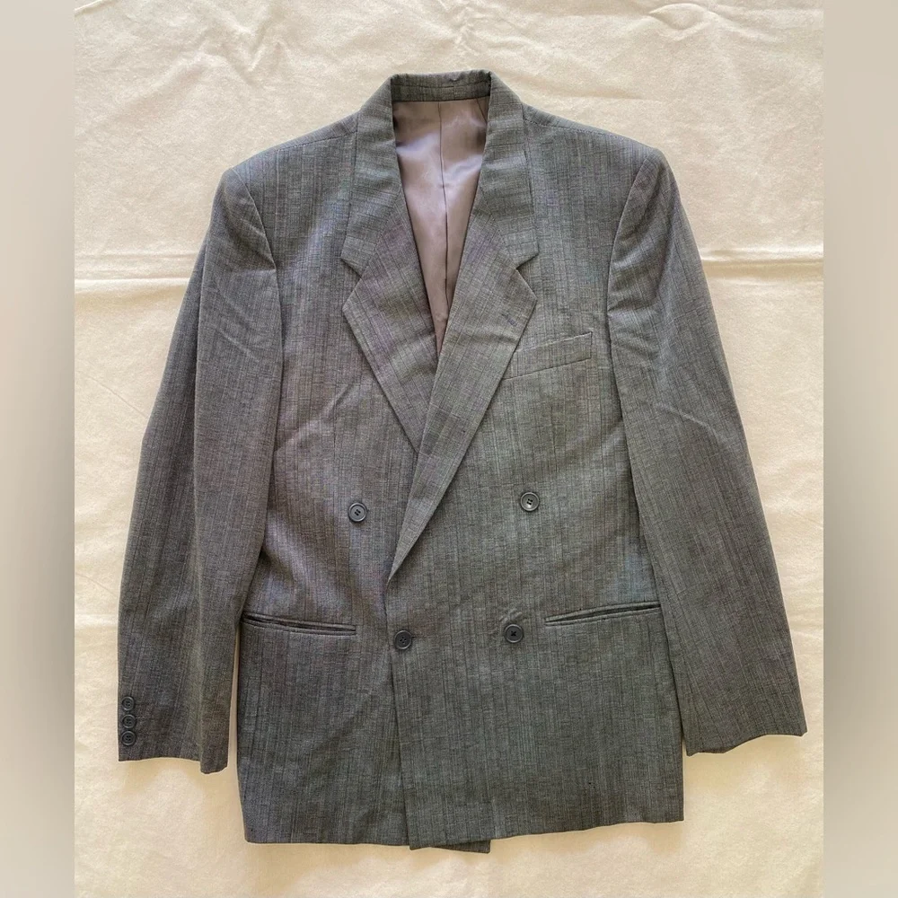 Vintage Yves Saint Laurent Gray Double-Breasted Men's Blazer w Matching Pants